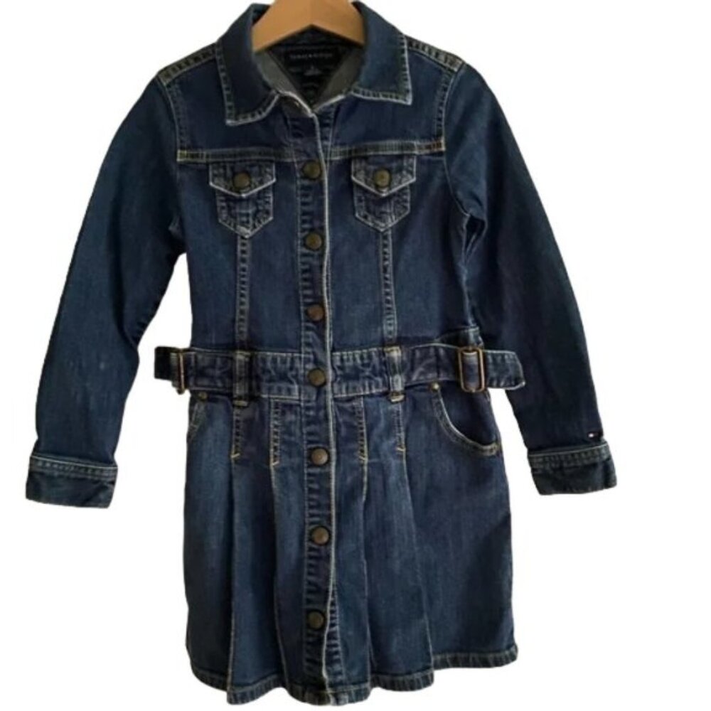 Tommy Hilfiger Blue Denim Jean Pleated Dress Girls size 6
